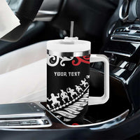 Honour The Treaty New Zealand Personalised Tumbler With Handle Toitu Te Tiriti Half Fern with Haka dance