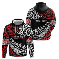 Honour The Treaty New Zealand Personalised Zip Hoodie Toitu Te Tiriti Half Fern with Haka dance