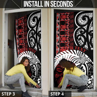 Honour The Treaty New Zealand Personalised Door Cover Toitu Te Tiriti Indigenous Maori Face - Polynesian Pride