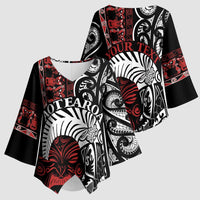 Honour The Treaty New Zealand Personalised Kimono Sleeve Blouse Toitu Te Tiriti Indigenous Maori Face - Polynesian Pride