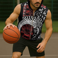 Honour The Treaty New Zealand Personalised Sleeveless Zip Hoodie Toitu Te Tiriti Indigenous Maori Face - Polynesian Pride