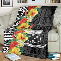 Samoa Tribal Hibiscus Flowers Blanket