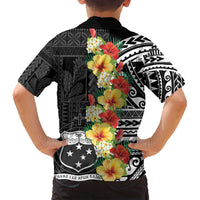 Samoa Tribal Hibiscus Flowers Family Matching Tank Maxi Dress and Hawaiian Shirt
