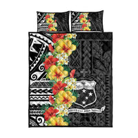 Samoa Tribal Hibiscus Flowers Quilt Bed Set