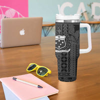 Samoa Tribal Hibiscus Flowers Tumbler With Handle
