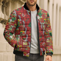 Mele Kalikimaka Pakalana Pikake Lei Bomber Puffer Jacket Hawaiian Rodeo Paniolo Omaomao Palaka - Polynesian Pride