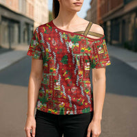 Mele Kalikimaka Pakalana Pikake Lei Cross Shoulder Shirt Hawaiian Rodeo Paniolo Omaomao Palaka - Polynesian Pride