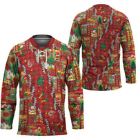 Mele Kalikimaka Pakalana Pikake Lei Hockey Jersey Hawaiian Rodeo Paniolo Omaomao Palaka - Polynesian Pride