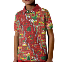 Mele Kalikimaka Pakalana Pikake Lei Kid Polo Shirt Hawaiian Rodeo Paniolo Omaomao Palaka - Polynesian Pride