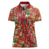 Mele Kalikimaka Pakalana Pikake Lei Women Polo Shirt Hawaiian Rodeo Paniolo Omaomao Palaka - Polynesian Pride