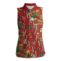 Mele Kalikimaka Pakalana Pikake Lei Women Sleeveless Polo Shirt Hawaiian Rodeo Paniolo Omaomao Palaka - Polynesian Pride