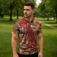 Mele Kalikimaka Pakalana Pikake Lei Zipper Polo Shirt Hawaiian Rodeo Paniolo Omaomao Palaka - Polynesian Pride