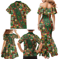Mele Kalikimaka Pakalana Pikake Lei Family Matching Mermaid Dress and Hawaiian Shirt Hawaiian Rodeo Paniolo Ulaula Palaka - Polynesian Pride