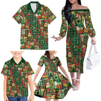 Mele Kalikimaka Pakalana Pikake Lei Family Matching Off The Shoulder Long Sleeve Dress and Hawaiian Shirt Hawaiian Rodeo Paniolo Ulaula Palaka - Polynesian Pride