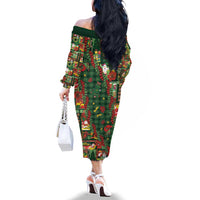 Mele Kalikimaka Pakalana Pikake Lei Family Matching Off The Shoulder Long Sleeve Dress and Hawaiian Shirt Hawaiian Rodeo Paniolo Ulaula Palaka - Polynesian Pride