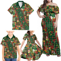 Mele Kalikimaka Pakalana Pikake Lei Family Matching Off Shoulder Maxi Dress and Hawaiian Shirt Hawaiian Rodeo Paniolo Ulaula Palaka - Polynesian Pride