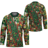 Mele Kalikimaka Pakalana Pikake Lei Hockey Jersey Hawaiian Rodeo Paniolo Ulaula Palaka - Polynesian Pride