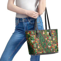 Mele Kalikimaka Pakalana Pikake Lei Leather Tote Bag Hawaiian Rodeo Paniolo Ulaula Palaka - Polynesian Pride