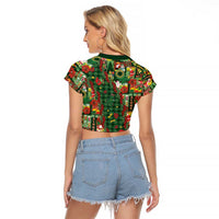 Mele Kalikimaka Pakalana Pikake Lei Raglan Cropped T Shirt Hawaiian Rodeo Paniolo Ulaula Palaka - Polynesian Pride