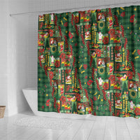 Mele Kalikimaka Pakalana Pikake Lei Shower Curtain Hawaiian Rodeo Paniolo Ulaula Palaka - Polynesian Pride
