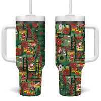 Mele Kalikimaka Pakalana Pikake Lei Tumbler With Handle Hawaiian Rodeo Paniolo Ulaula Palaka - Polynesian Pride