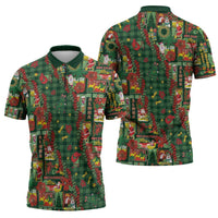 Mele Kalikimaka Pakalana Pikake Lei Zipper Polo Shirt Hawaiian Rodeo Paniolo Ulaula Palaka - Polynesian Pride