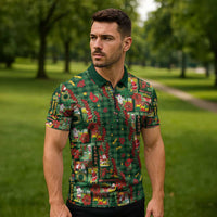 Mele Kalikimaka Pakalana Pikake Lei Zipper Polo Shirt Hawaiian Rodeo Paniolo Ulaula Palaka - Polynesian Pride