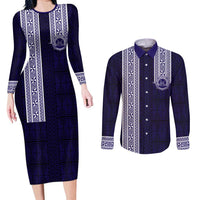 Tonga Queen Salote College 100 years Couples Matching Long Sleeve Bodycon Dress and Long Sleeve Button Shirt QSC 1926-2026 Tongan Pattern
