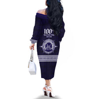 Tonga Queen Salote College 100 years Family Matching Off The Shoulder Long Sleeve Dress and Hawaiian Shirt QSC 1926-2026 Tongan Pattern