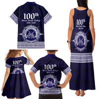 Tonga Queen Salote College 100 years Family Matching Tank Maxi Dress and Hawaiian Shirt QSC 1926-2026 Tongan Pattern