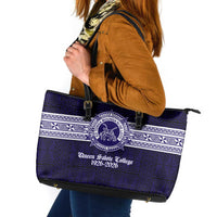 Tonga Queen Salote College 100 years Leather Tote Bag QSC 1926-2026 Tongan Pattern