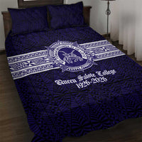 Tonga Queen Salote College 100 years Quilt Bed Set QSC 1926-2026 Tongan Pattern LT9 Blue - Polynesian Pride