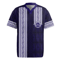 Tonga Queen Salote College 100 years Rugby Jersey QSC 1926-2026 Tongan Pattern LT9 Blue - Polynesian Pride