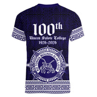 Tonga Queen Salote College 100 years Women V-Neck T-Shirt QSC 1926-2026 Tongan Pattern