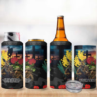 Kangaroo-Kiwi Soldier ANZAC Personalised 4 in 1 Can Cooler Tumbler Golden Wattle and Pohutukawa Flowers