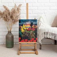 Kangaroo-Kiwi Soldier ANZAC Personalised Canvas Wall Art Golden Wattle and Pohutukawa Flowers