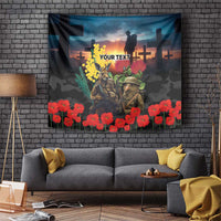 Kangaroo-Kiwi Soldier ANZAC Personalised Tapestry Golden Wattle and Pohutukawa Flowers LT9 Black - Polynesian Pride