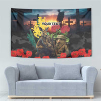 Kangaroo-Kiwi Soldier ANZAC Personalised Tapestry Golden Wattle and Pohutukawa Flowers LT9 - Polynesian Pride