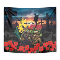 Kangaroo-Kiwi Soldier ANZAC Personalised Tapestry Golden Wattle and Pohutukawa Flowers LT9 - Polynesian Pride