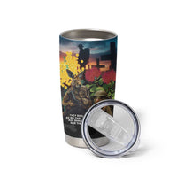 Kangaroo-Kiwi Soldier ANZAC Personalised Tumbler Cup Golden Wattle and Pohutukawa Flowers