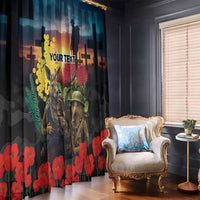 Kangaroo-Kiwi Soldier ANZAC Personalised Window Curtain Golden Wattle and Pohutukawa Flowers