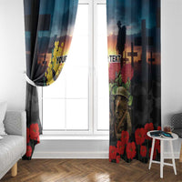 Kangaroo-Kiwi Soldier ANZAC Personalised Window Curtain Golden Wattle and Pohutukawa Flowers