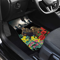 Kangaroo-Kiwi Soldier ANZAC Personalised Car Mats Golden Wattle Poppy Flowers