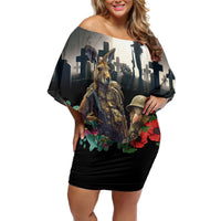 Kangaroo-Kiwi Soldier ANZAC Personalised Family Matching Off Shoulder Short Dress and Hawaiian Shirt Golden Wattle Poppy Flowers