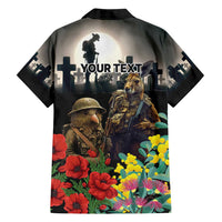 Kangaroo-Kiwi Soldier ANZAC Personalised Family Matching Tank Maxi Dress and Hawaiian Shirt Golden Wattle Poppy Flowers