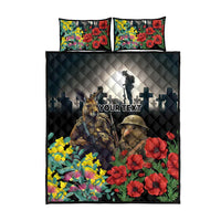 Kangaroo-Kiwi Soldier ANZAC Personalised Quilt Bed Set Golden Wattle Poppy Flowers
