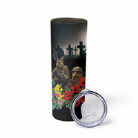 Kangaroo-Kiwi Soldier ANZAC Personalised Skinny Tumbler Golden Wattle Poppy Flowers
