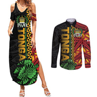 Personalised Tonga Emancipation Day Couples Matching Summer Maxi Dress and Long Sleeve Button Shirt Puleanga Fakatui O Since 1970 LT9 Red - Polynesian Pride