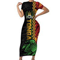 Personalised Tonga Emancipation Day Short Sleeve Bodycon Dress Puleanga Fakatui O Since 1970 LT9 Long Dress Red - Polynesian Pride