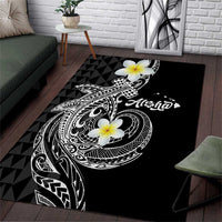 Aloha Hammerhead Shark Area Rug Black Hawaiian Kakau Tribal Tattoo LT9 Black - Polynesian Pride
